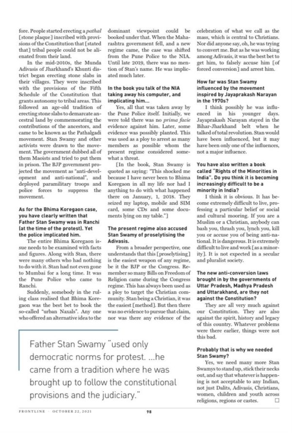 Fr. Stan Swamy : A Maoist or A Martyr? - Image 5